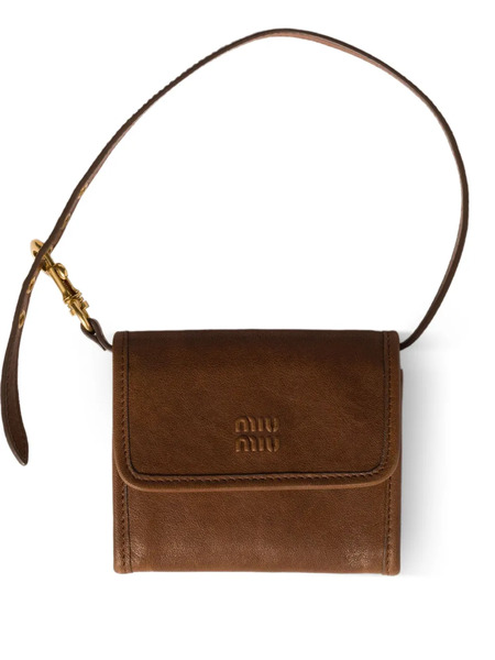  Miu Miu Logo-embossed Leather Wallet - Brown 