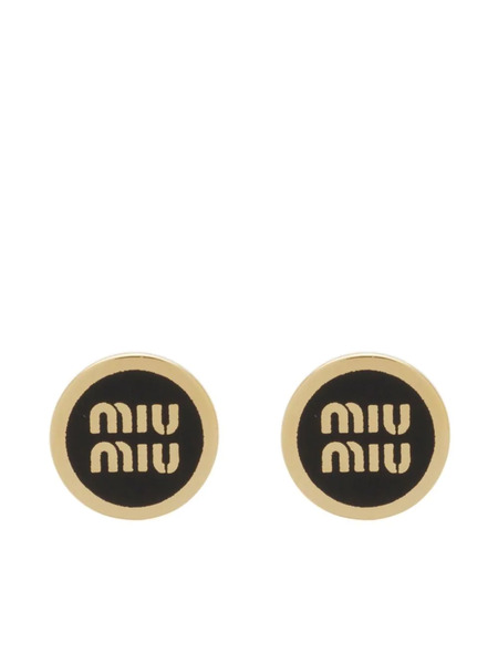  Miu Miu Logo-embossed Stud Earrings - Gold 