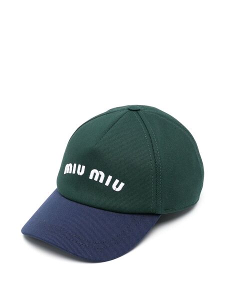  Miu Miu Logo-embroidered Cap - Green 