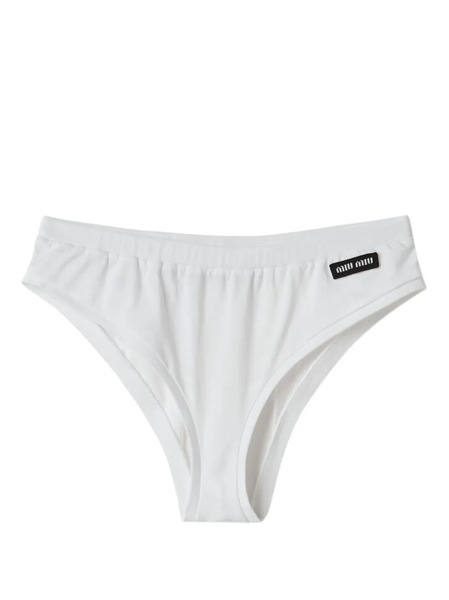  Miu Miu Logo-patch Cotton Briefs - White 