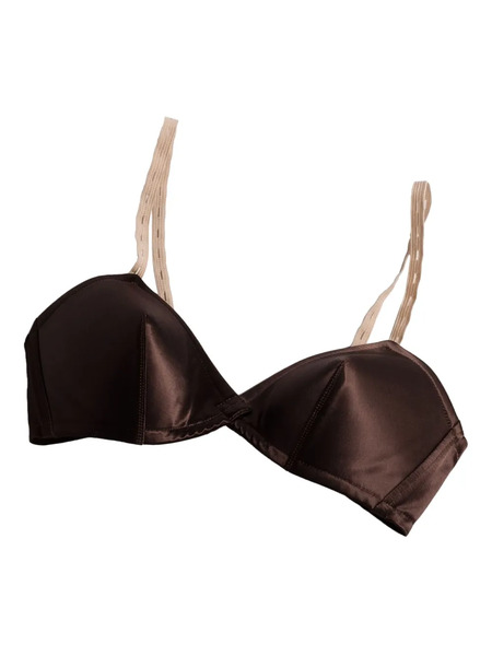  Miu Miu Logo-patch Satin Bra - Brown 