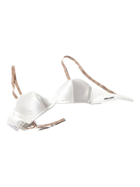 Miu Miu Logo-patch Satin Bra - White 