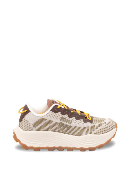  Miu Miu Logo Pattern Sneakers - Neutrals 