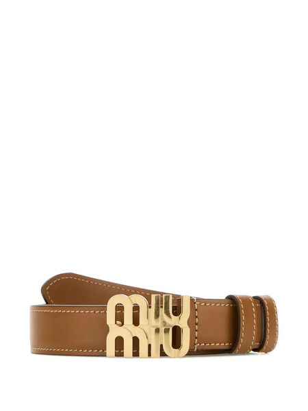  Miu Miu Logo-plaque Leather Belt - Brown 