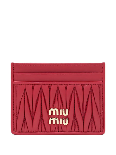  Miu Miu Logo Quilted Cardholder - Red 