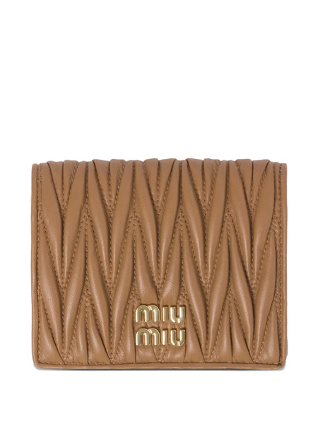  Miu Miu Matelassé-quilted Leather Wallet - Brown 