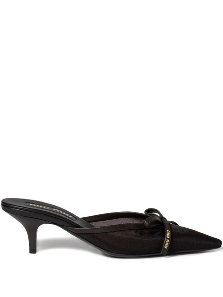  Miu Miu Mesh Heeled Mules - Brown 