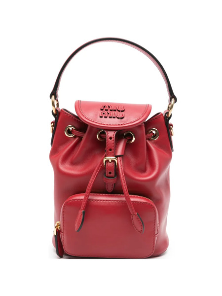  Miu Miu Mini Logo Leather Backpack - Red 