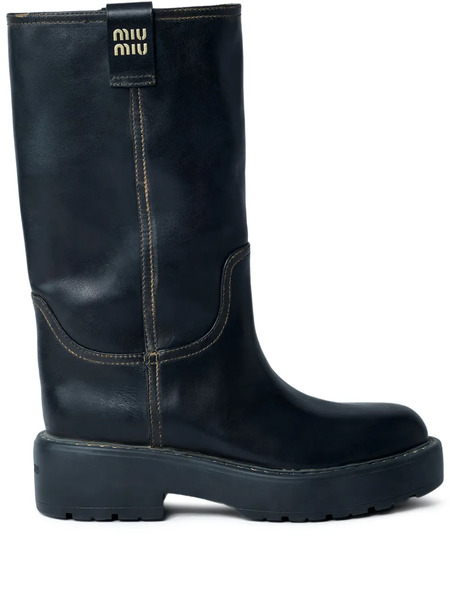  Miu Miu 55mm Logo Boots - Black 
