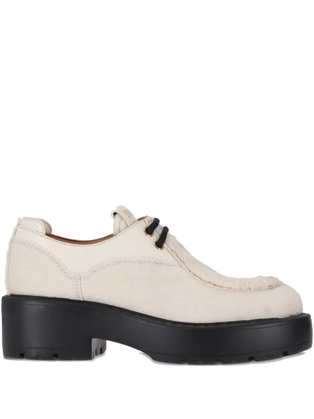  Miu Miu 55mm Platform Leather Shoes - Neutrals 