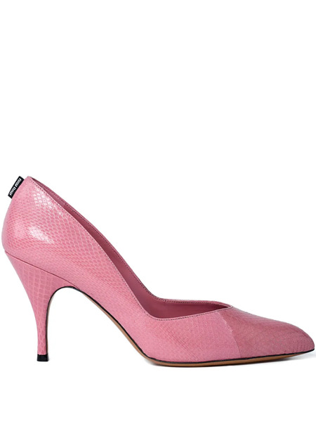  Miu Miu 85mm Pointed-toe Textured Heels - Pink 