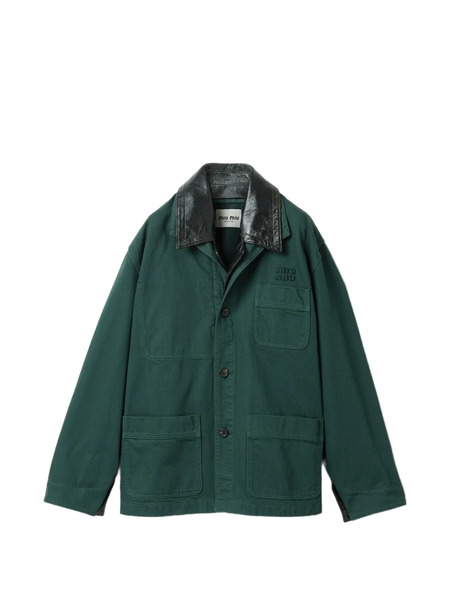  Miu Miu Patch-pocket Logo Jacket - Green 