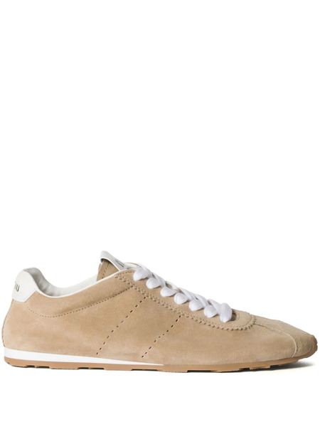 Miu Miu Plume Suede Sneakers - Neutrals 