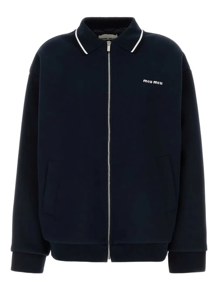  Miu Miu Polo-collar Zip-up Jacket - Blue 
