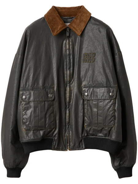  Miu Miu Poplin Bomber Jacket - Black 