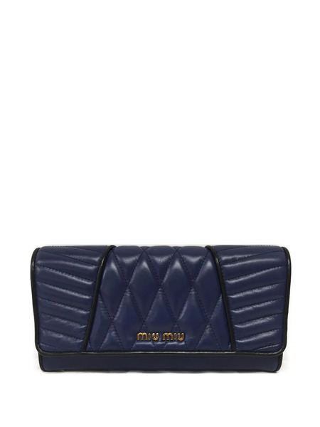  Miu Miu Quilted Leather Wallet - Blue 