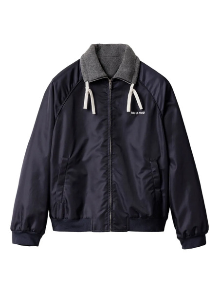 Miu Miu Reversible Embroidered-logo Bomber Jacket - Blue 