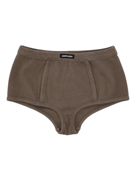  Miu Miu Ribbed Briefs - Brown 