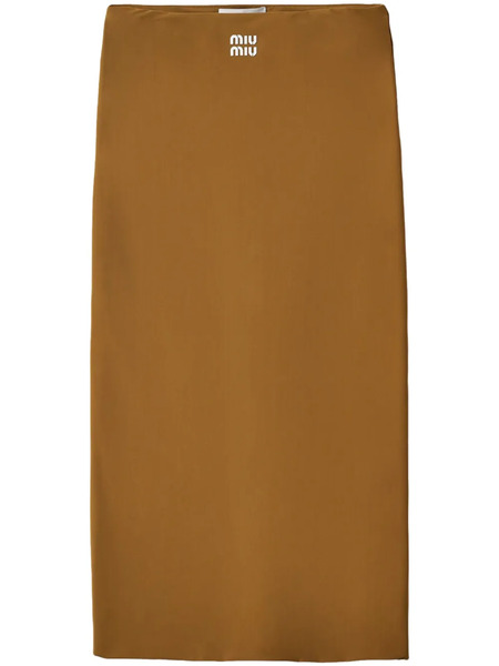  Miu Miu Rubberized-logo Midi Skirt - Green 