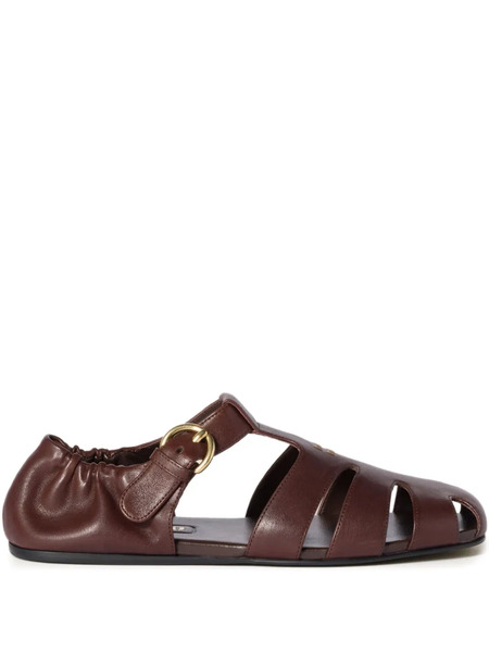  Miu Miu Ruches Fisherman's Flat Sandals - Brown 