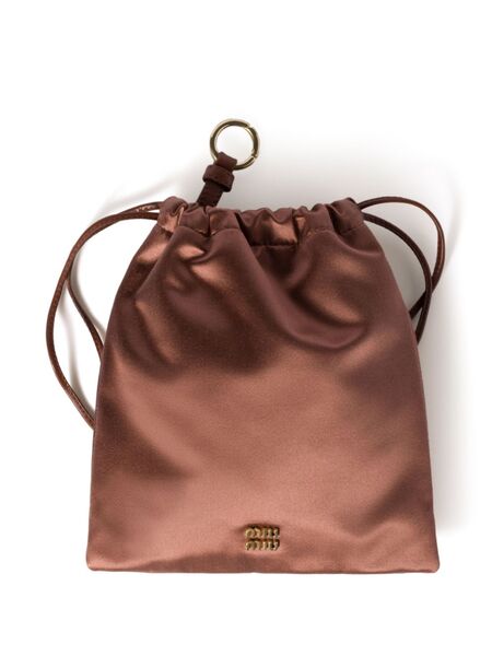 Miu Miu Satin Makeup Bag - Brown 