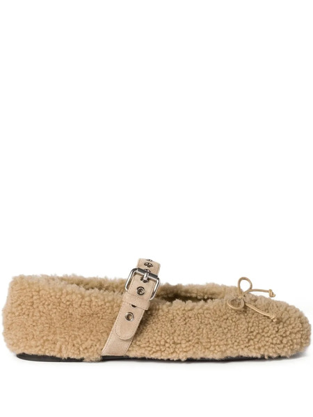  Miu Miu Shearling Ballet Flats - Neutrals 