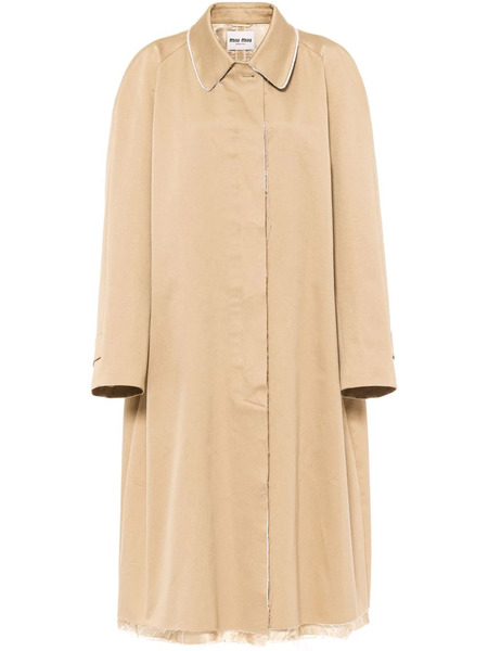  Miu Miu Single-breasted Chino Coat - Neutrals 