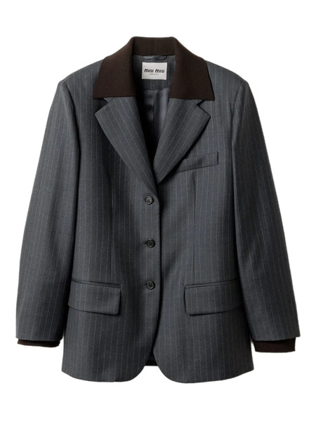  Miu Miu Single-breasted Pinstripe Jacket - Grey 