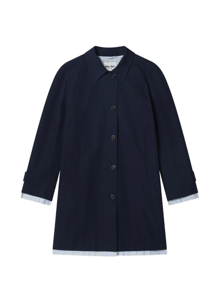  Miu Miu Single-breasted Poplin Coat - Blue 