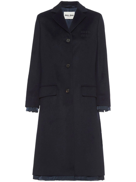  Miu Miu Single-breasted Velour Coat - Blue 
