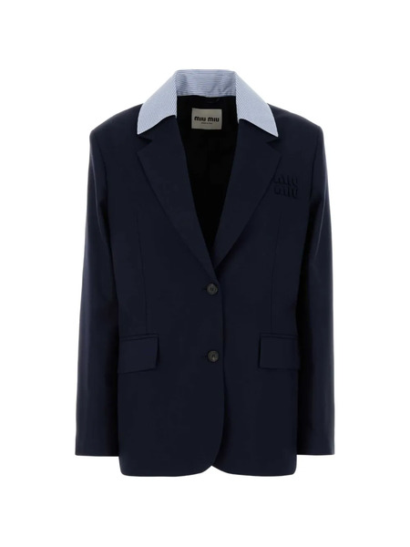  Miu Miu Single-breasted Wool Blazer - Blue 