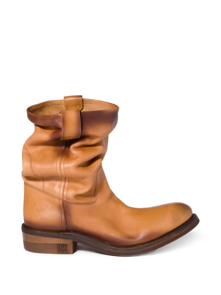  Miu Miu Slouchy Leather Boots - Brown 