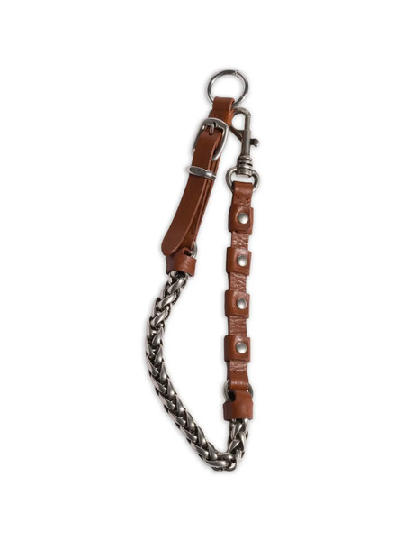  Miu Miu Studded Buckle Chain Keyring - Brown 