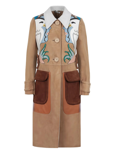  Miu Miu Suede Belted Single-breasted Coat - Brown 