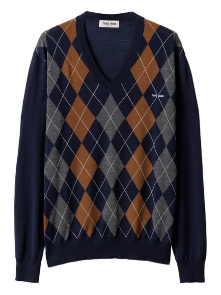  Miu Miu V-neck Wool Sweater - Blue 