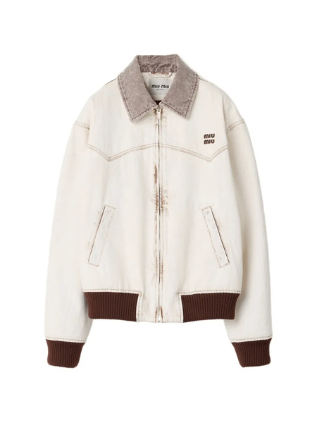  Miu Miu Zip-up Oversized Jacket - White 