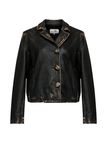  Mm6 Maison Margiela Buttoned Leather Jacket - Black 