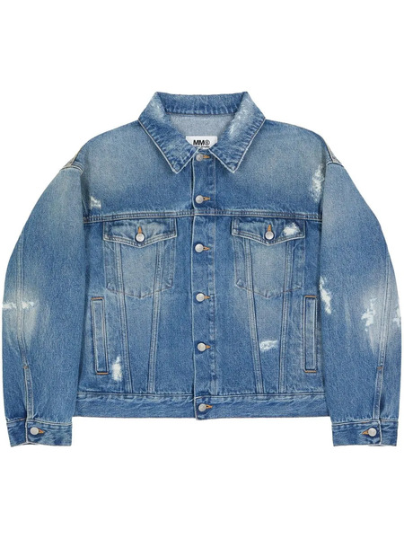  Mm6 Maison Margiela Distressed Denim Jacket - Blue 