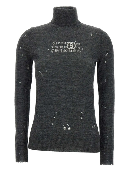  Mm6 Maison Margiela Distressed Wool Sweater - Grey 
