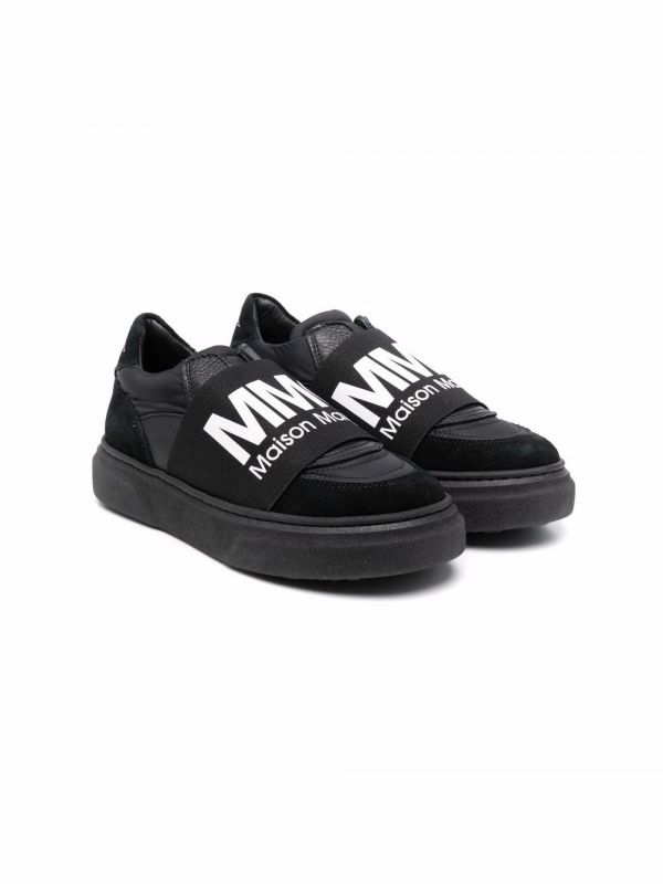  Mm6 Maison Margiela Kids Logo-print Slip-on Sneakers - Black 