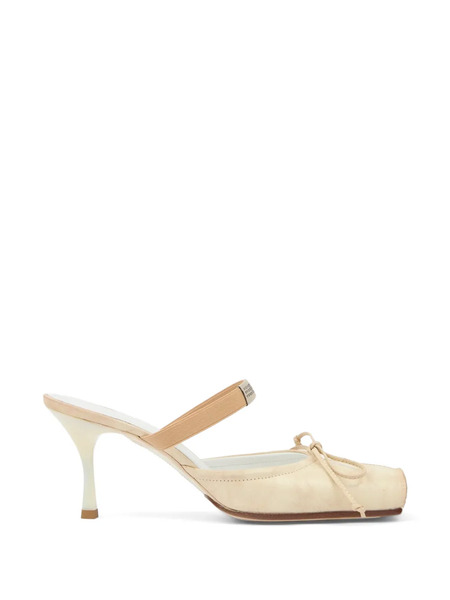 Mm6 Maison Margiela Square Toe Bow Mules - Neutrals 