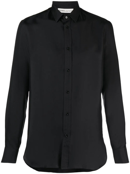  Modes Garments Buttoned Silk Shirt - Black 
