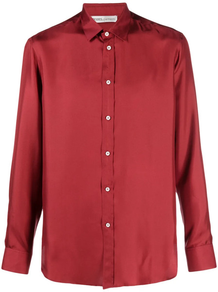  Modes Garments Buttoned Silk Shirt - Red 