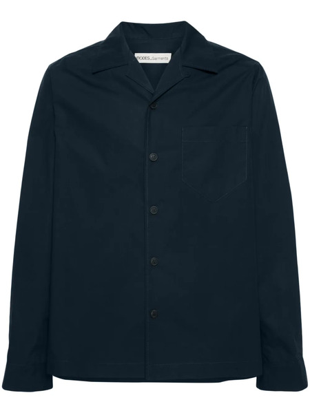  Modes Garments Camp-collar Poplin Shirt - Blue 