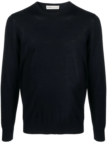  Modes Garments Fine-knit Merino Wool Jumper - Blue 