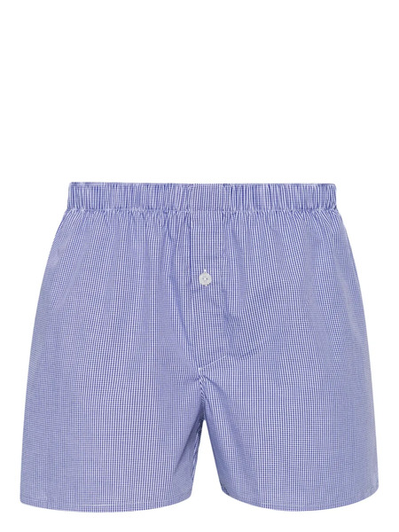  Modes Garments Gingham-check Cotton Boxers - Blue 