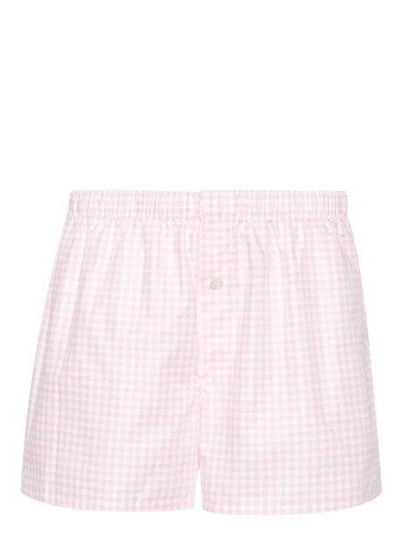  Modes Garments Gingham-check Cotton Boxers - Pink 