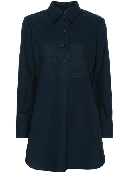  Modes Garments Side-slit Poplin Shirt - Blue 