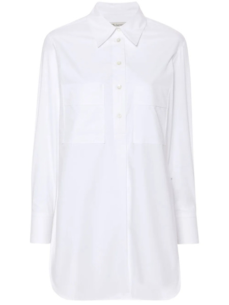  Modes Garments Side-slit Poplin Shirt - White 