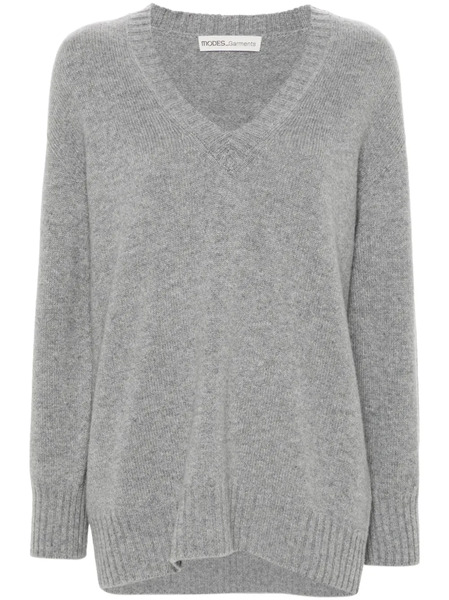  Modes Garments V-neck Fine-knit Jumper - Grey 